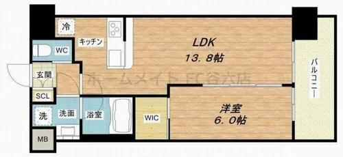 グランカーサ難波元町【10階】の間取り