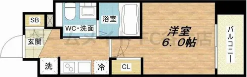 エステムプラザ大手前エヴァース【2階】の間取り