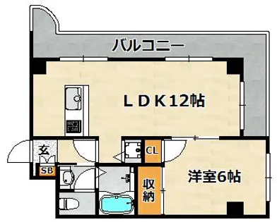 サンメゾン大開【7階】の間取り