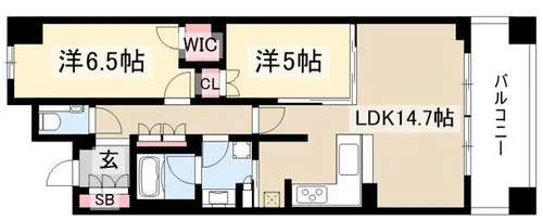ザ・パークハウス名古屋ブリリアントスクエア【913号室】の間取り