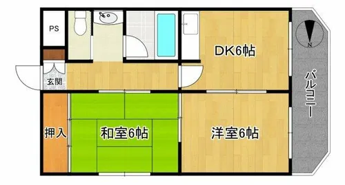 松下都島マンション【2階】の間取り