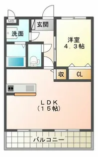 グランフィーネ北泉【110号室】の間取り