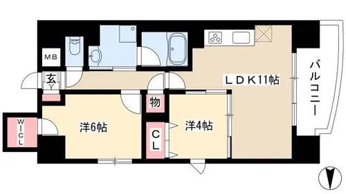 サンエスケーイワタ名城【0303号室】の間取り