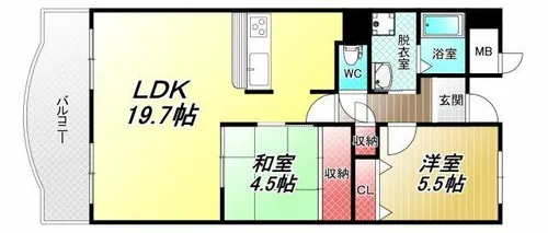 プロスベール高安【5階】の間取り