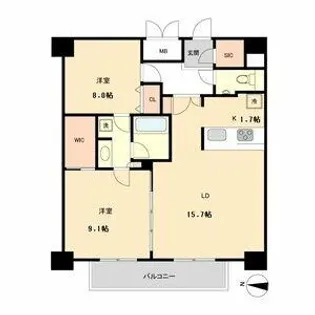 グラヴィス鶴舞【9階】の間取り