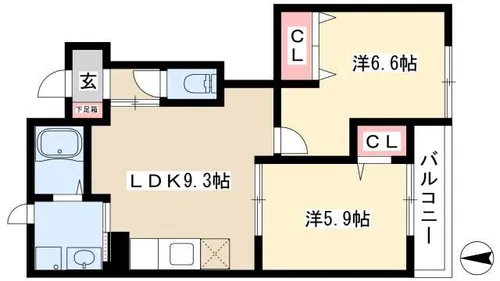 ローズコート【101号室】の間取り