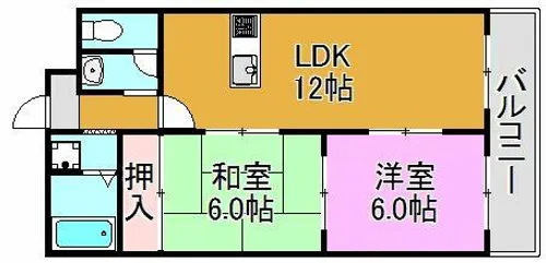 スカイガーデン東大阪【4階】の間取り