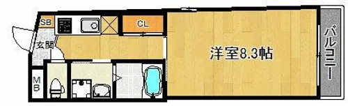 パークウォーク御所北【401号室】の間取り