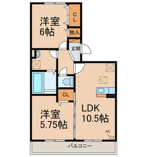 ムーンライトA棟【2階】の間取り