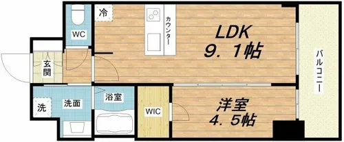 1LDKの間取り画像