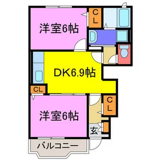 サンファミリアC【102号室】の間取り