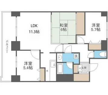 ライオンズマンション札幌スカイタワー【23階】の間取り