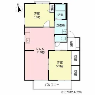 リベール伊左座A【202号室】の間取り