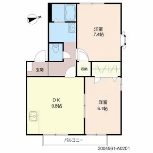 フレグランス里中【201号室】の間取り
