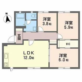 カレッジヒルズ【A-101号室】の間取り