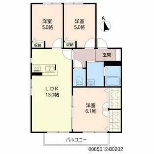 アン ファミール B【202号室】の間取り