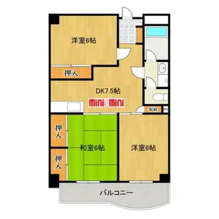 レジデンス花畑南【5階】の間取り
