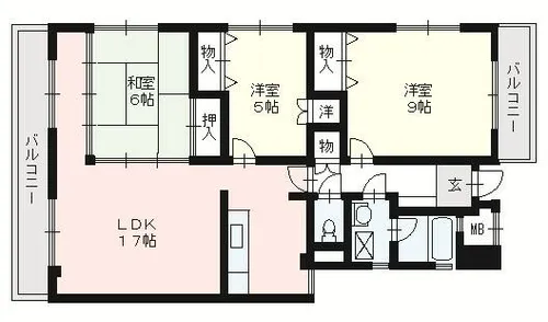 グランフォルム平尾山荘【402号室】の間取り