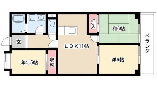 カーザ・ビアンカⅡ【302号室】の間取り