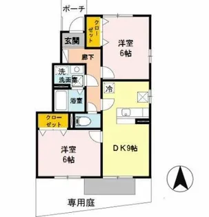 エリシオン日高 E棟【101号室】の間取り