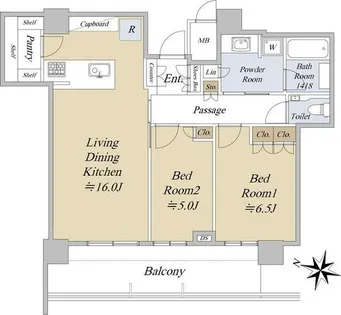 プレミスト天神赤坂タワー【9階】の間取り