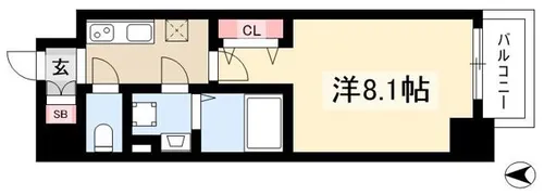 エスリード上前津ツヴァイテ【8号室】の間取り