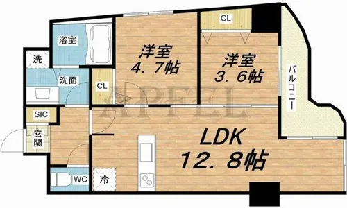 レジディア堺筋本町プレイス【4階】の間取り