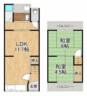 大阪府堺市東区引野町3丁【テラスハウス】の間取り