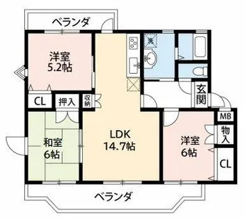 グランドール・ベルI【3B号室】の間取り