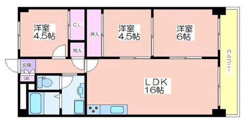 ハイツみどり木【707号室】の間取り