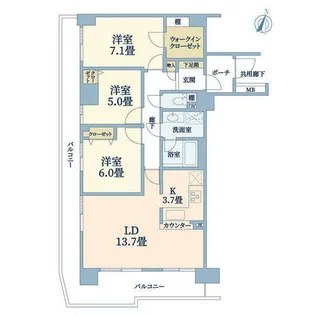 ステイツ神戸熊内町【3階】の間取り