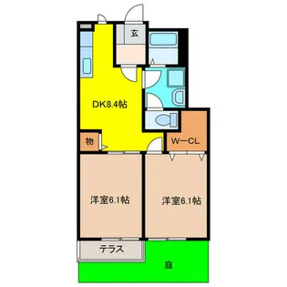 カーサ・ソレアード【1階】の間取り