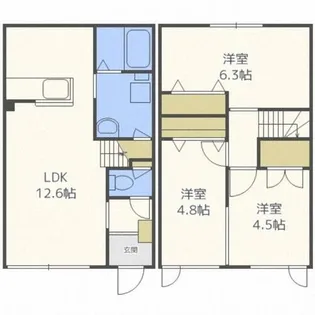 北海道札幌市南区常盤二条1丁目【テラスハウス】の間取り