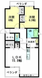 シャンブルクレール名城【2階】の間取り