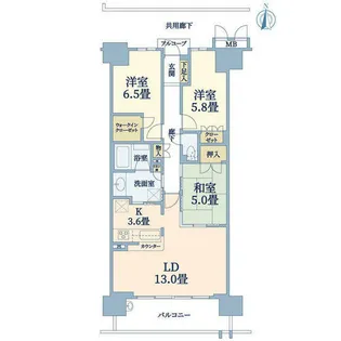 京都桂川つむぎの街グランスクエア【6階】の間取り
