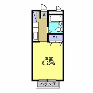 ウエストタウンシングル【2F号室】の間取り