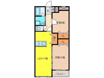 コーポラス2さわき【1階】の間取り