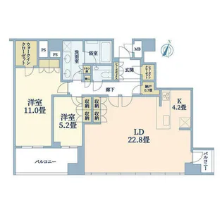 ブランズタワー梅田North【48階】の間取り