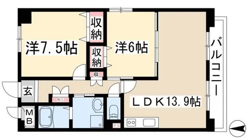 ドエル植田山【3階】の間取り