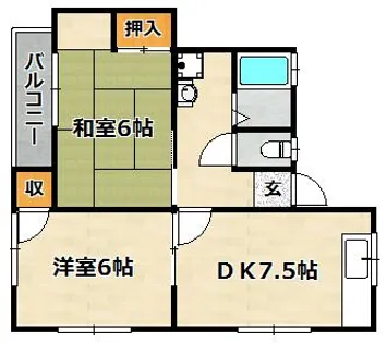 ひよどりハイツ【202号室】の間取り