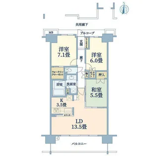 ローレルコート豊中服部緑地【6階】の間取り