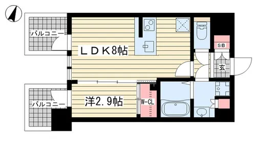 エスリード神戸三宮ヒルズ【402号室】の間取り