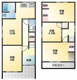 大阪府柏原市本郷4丁目【一戸建】の間取り
