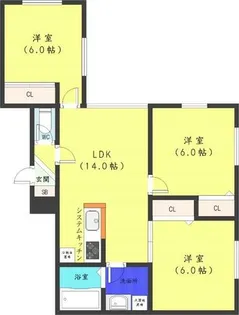 HAL旭山公園通り【1階】の間取り