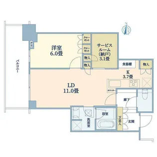 グランドメゾン新梅田タワーTHE CLUB RESIDENCE【16階】の間取り