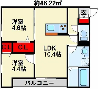 ザ・レジデンスBonjono East【1階】の間取り