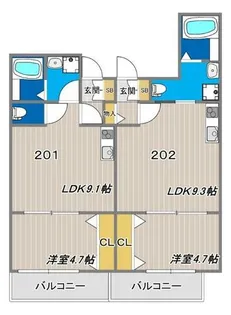 NET-K片山町【202号室】の間取り