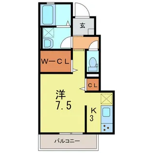 クレール 鴻島【1階】の間取り
