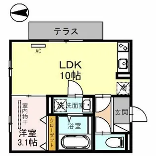 アクシス北野田【1階】の間取り