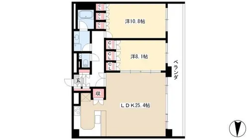 2LDKの間取り画像